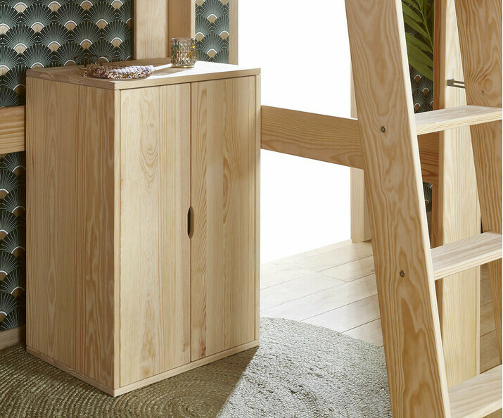 Armoire Rimi adulte bois naturel avec 2 portes