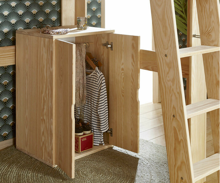 Armoire penderie adulte  Rimi bois naturel avec 2 portes