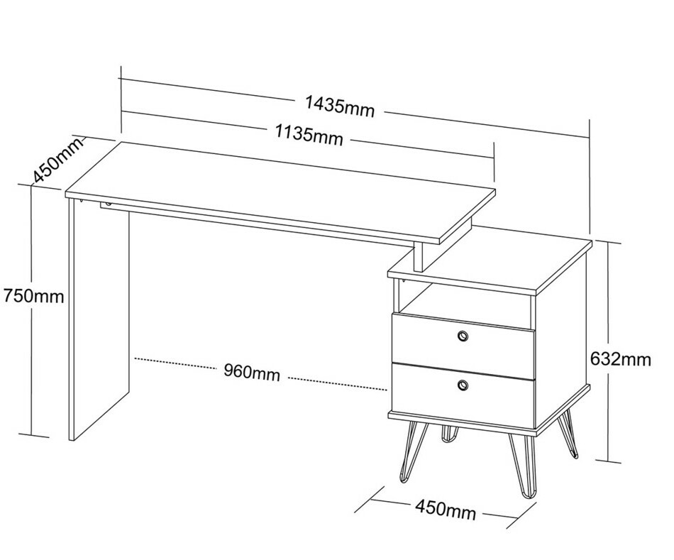 Dimensions du bureau adulte Salva