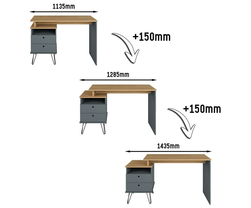 Diffrentes dimensions du bureau Salva