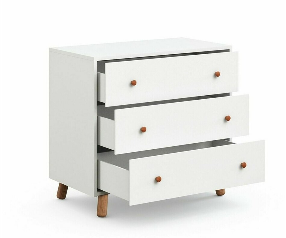 Commode bébé Alma avec tiroirs ouverts Commode bébé Alma avec tiroirs ouverts