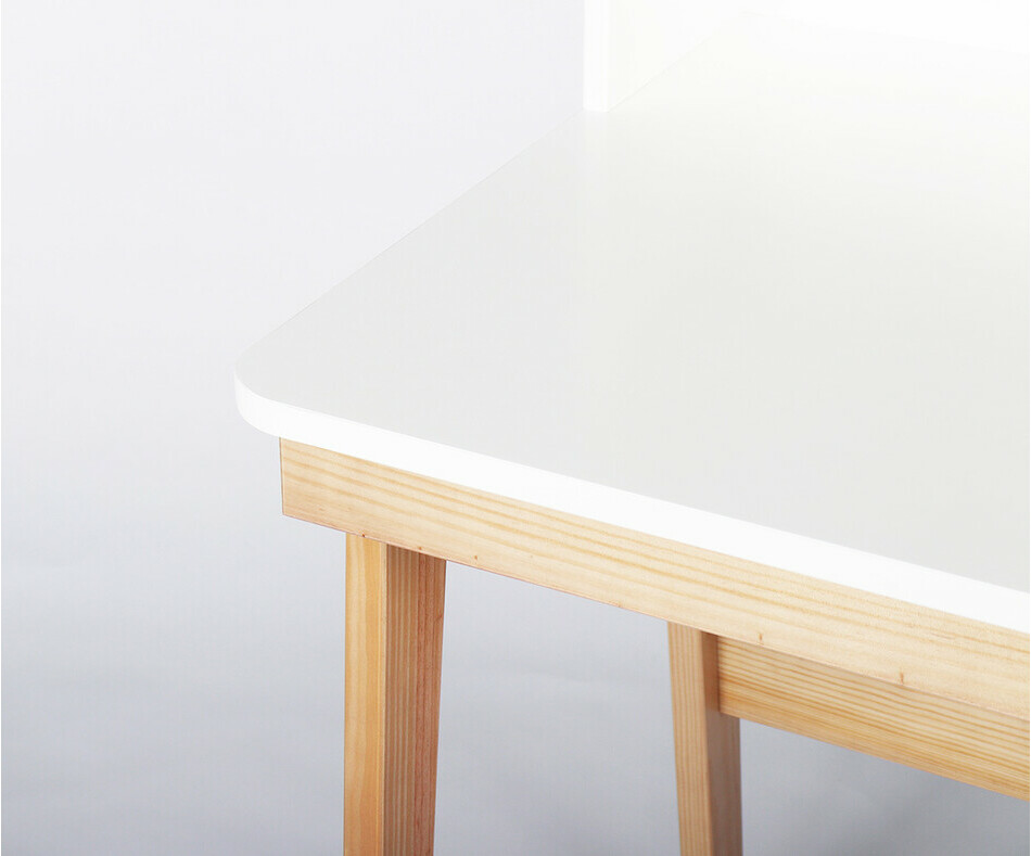 Détail bureau Pimo blanc et bois  Détail bureau Pimo blanc et bois