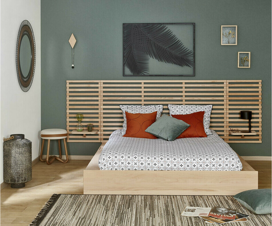 Lit et grande tête de lit ado en hêtre Dune Lit et grande tête de lit ado en hêtre Dune