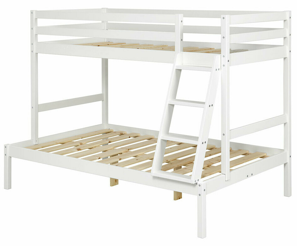 Lit superposé Elna blanc avec sommier à lattes massives Lit superposé Elna blanc avec sommier à lattes massives