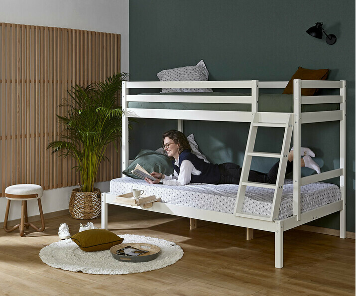 Lit superpos adulte Elna en bois massif avec matelas