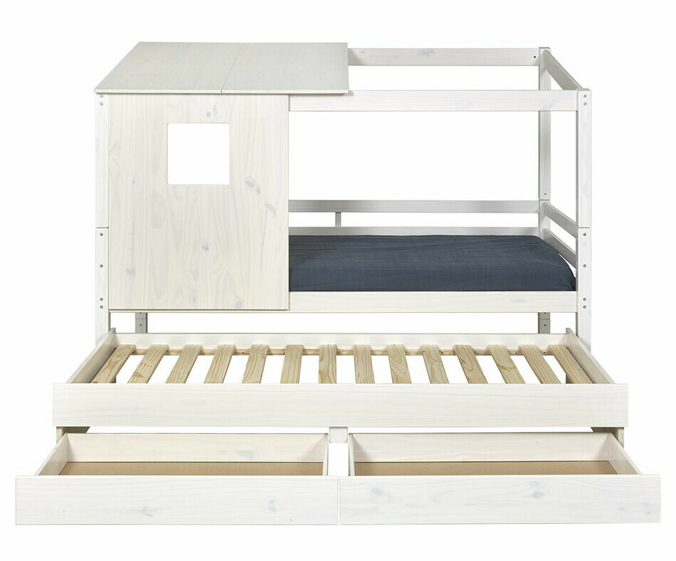 Lit cabane gigogne April ouvert avec ses tiroirs  Lit cabane gigogne April ouvert avec ses tiroirs