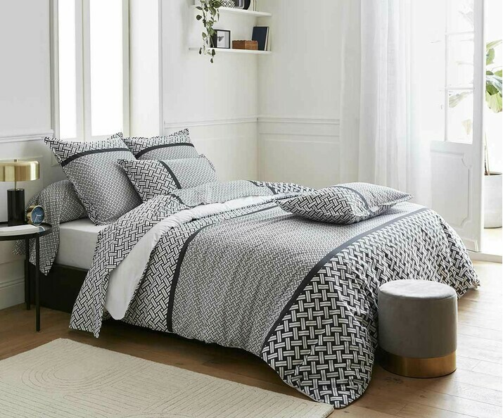 Parure de lit adulte Luxy grise et blanche