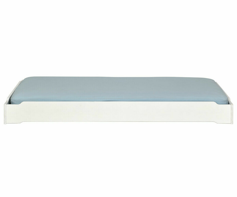 Lit empilable ado Happy blanc en bois  avec matelas  Lit empilable ado Happy blanc en bois  avec matelas