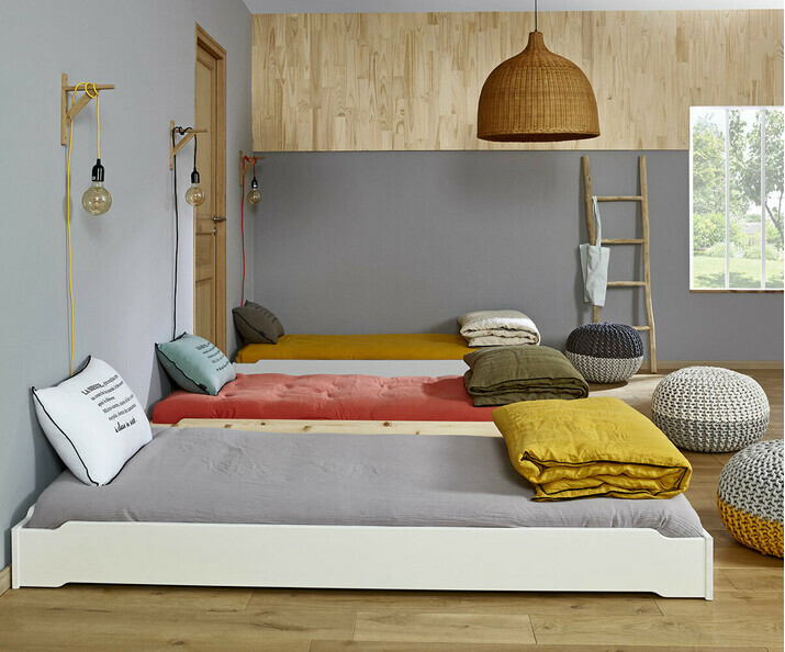 Lit ado en bois massif empilable Happy et matelas 