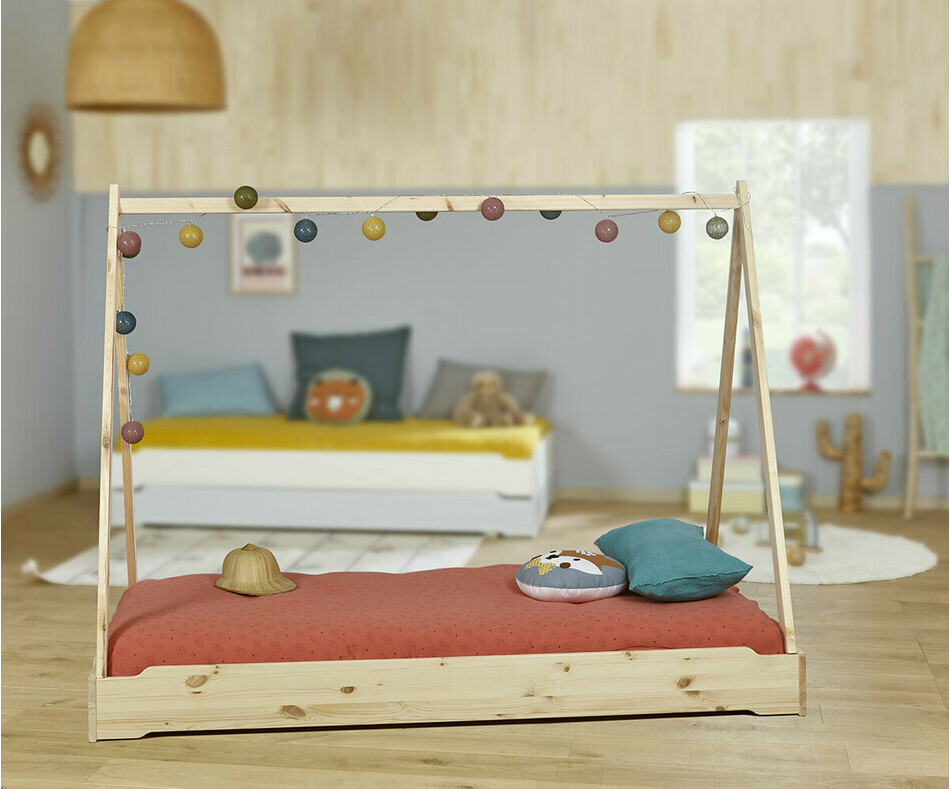 Lit enfant cabane Happy en bois massif 