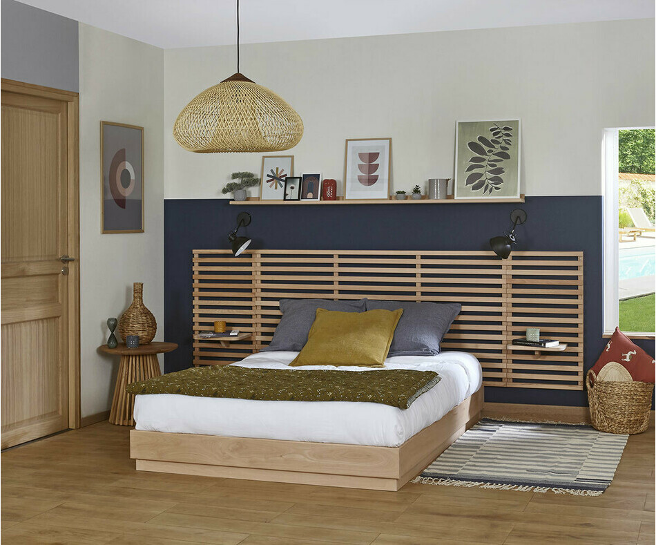 Lit ado Hino avec sommier et grande tte de lit en bois 