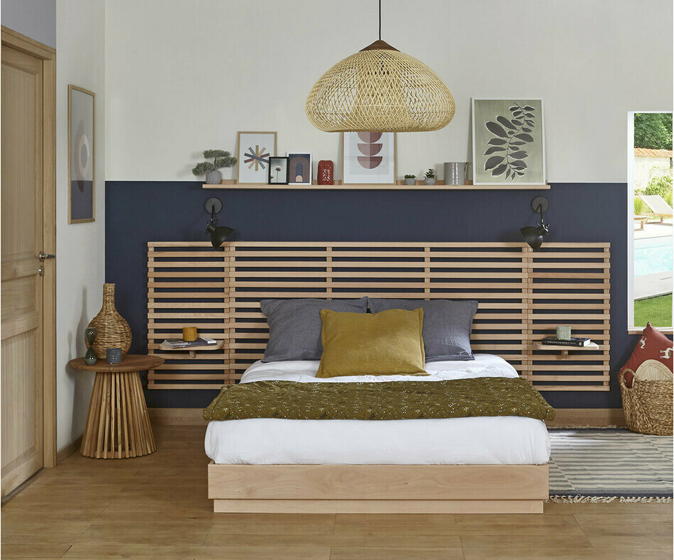 Lit ado Hino avec sommier et grande tte de lit et chevets en option