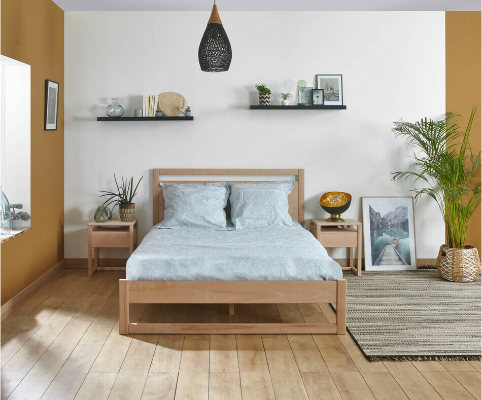 Lit adulte Nali en bois massif (chevets en option)