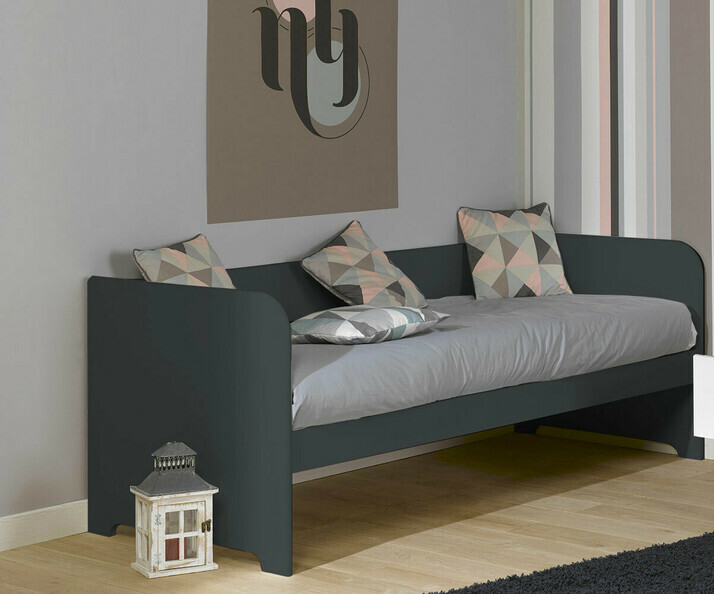 Lit ado Bali gris anthracite avec sommier et matelas