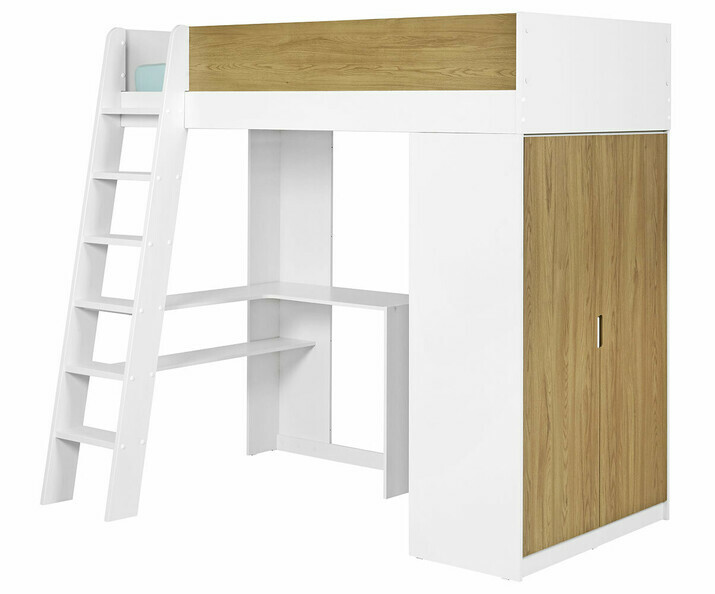 Lit mezzanine ado Azou avec matelas armoire extrieure