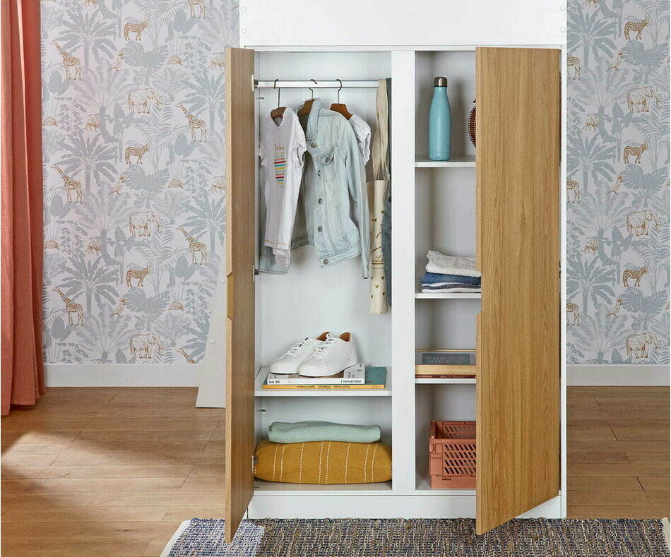 Armoire ado Azou bois et blanc