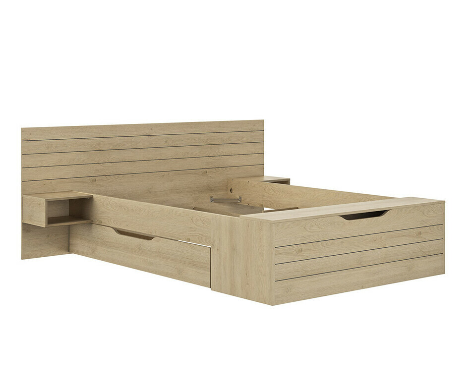 Lit adulte Tosco avec chevets , sommier et matelas