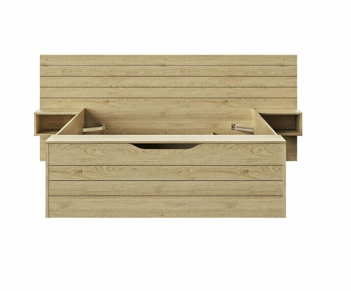 Lit adulte Tosco avec coffre de rangement, sommier et matelas