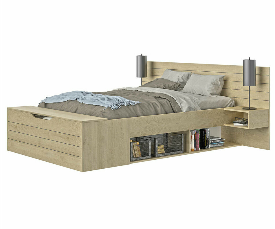 Lit adulte Tosco 2 places avec matelas et sommier 