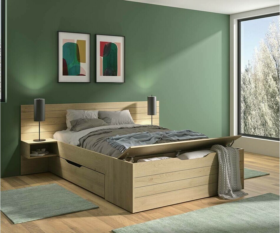 Lit adulte Tosco avec sommier et matelas