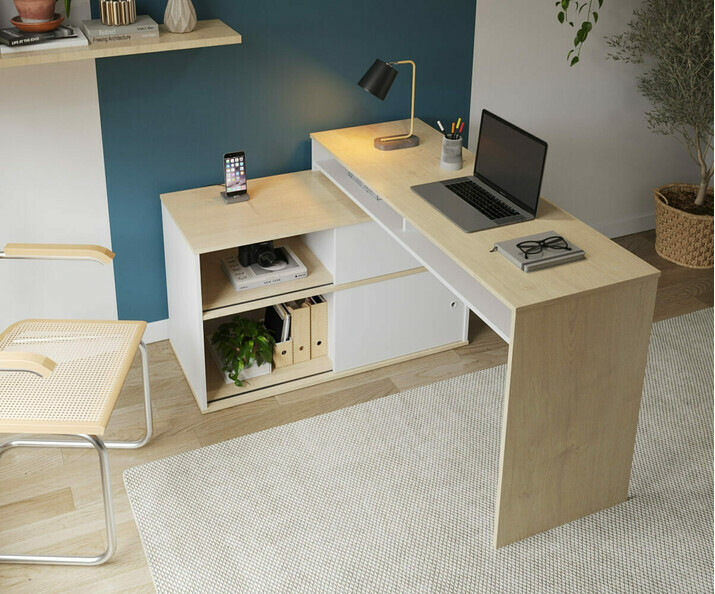 Bureau d'angle avec espace de rangement Bomy