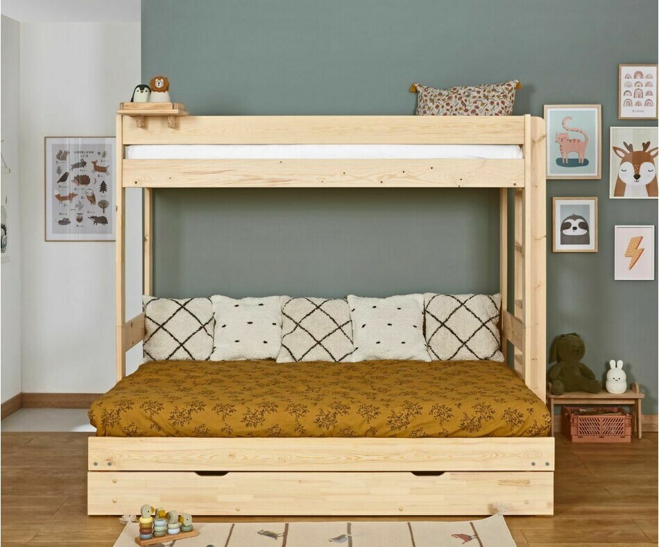 Lit superposé gigogne bois Hikari enfant lit ouvert avec matelas Lit superposé gigogne bois Hikari enfant lit ouvert avec matelas
