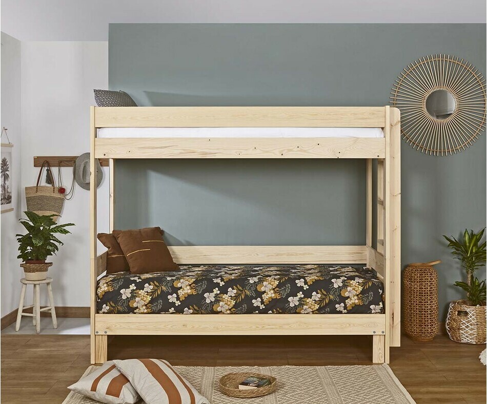 Lit superpos gigogne bois Hikari ado sans tiroir avec matelas