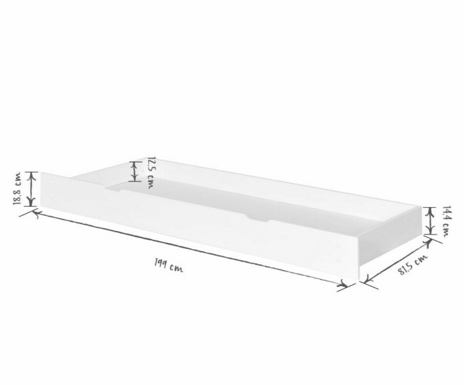Dimension tiroir blanc pour lit Hikari enfant