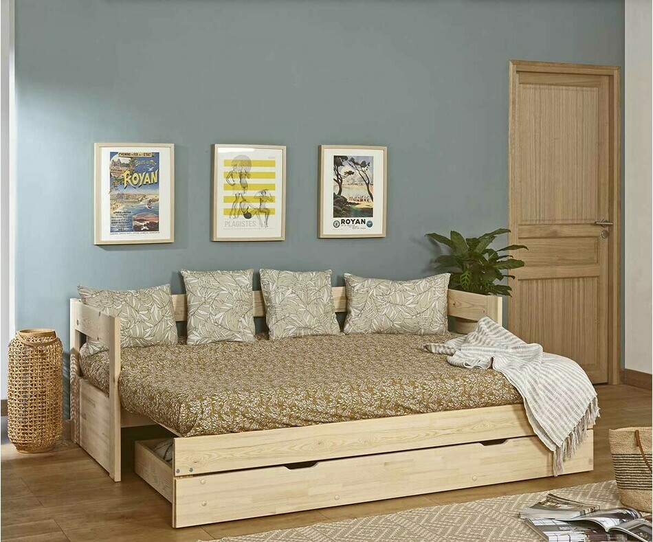 Lit gigogne Hikari enfant bois ouvert avec matelas Lit gigogne Hikari enfant bois ouvert avec matelas