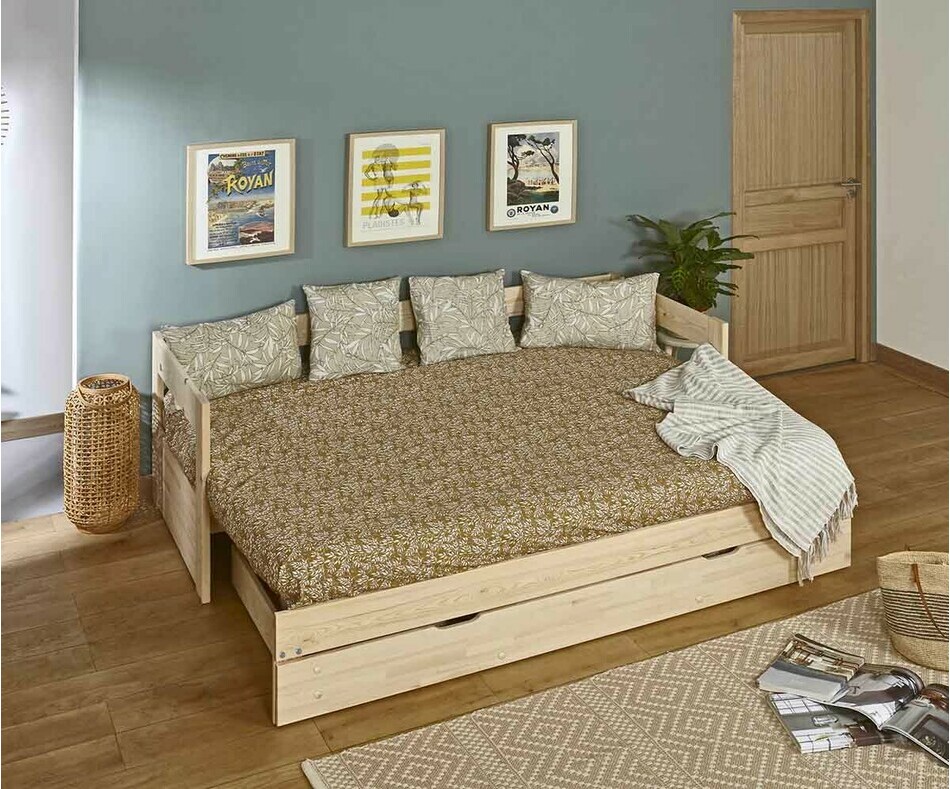 Lit gigogne Hikari enfant bois 2 places avec matelas Lit gigogne Hikari enfant bois 2 places avec matelas