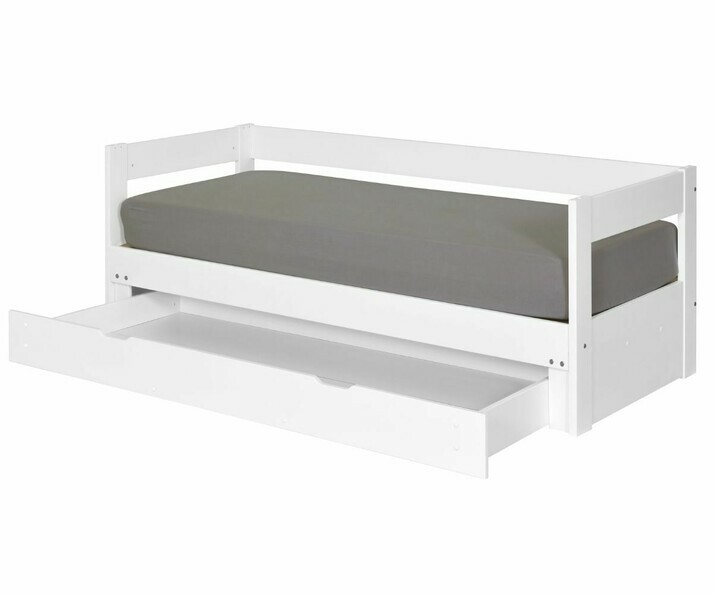 Lit gigogne Hikari enfant blanc 80x200 tiroir ouvert avec matelas