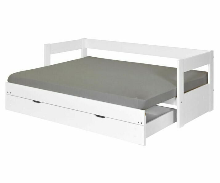 Lit gigogne Hikari ado blanc 80x200 ouvert avec matelas