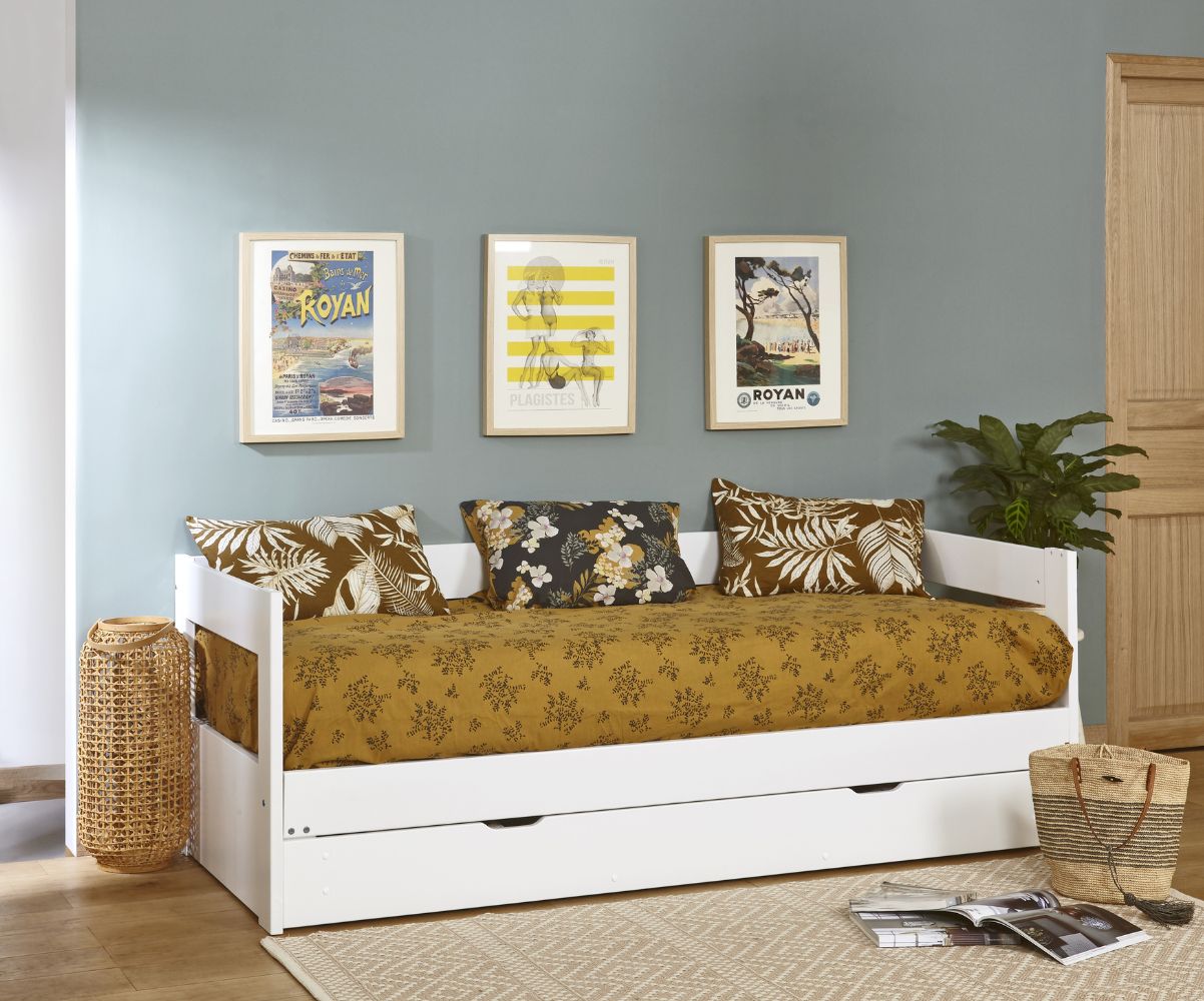 Lit gigogne Hikari adulte blanc fermé avec matelas Lit gigogne Hikari adulte blanc fermé avec matelas