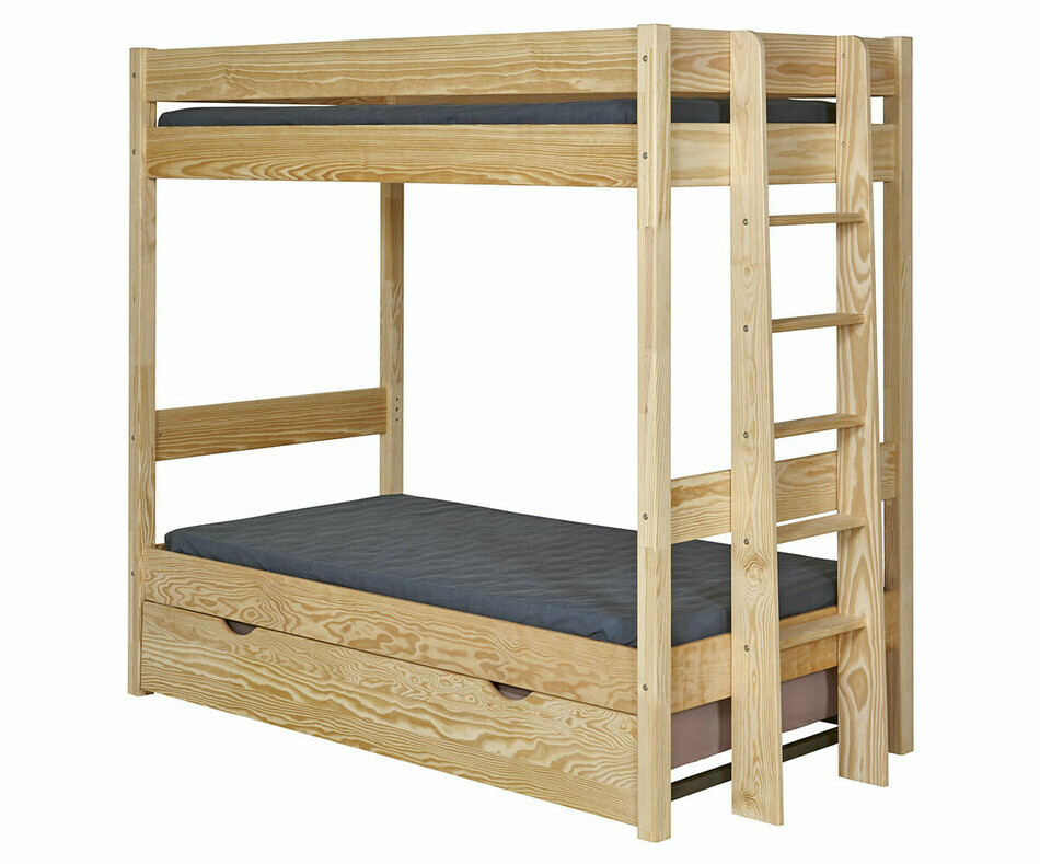 Lit enfant superposé bois avec sommier gigogne Lit enfant superposé bois avec sommier gigogne