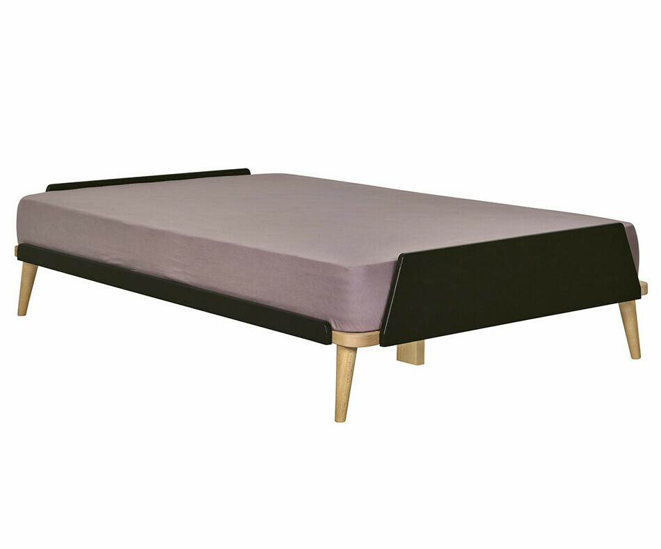 Lit Kyou noir ado fabrication franaise avec matelas