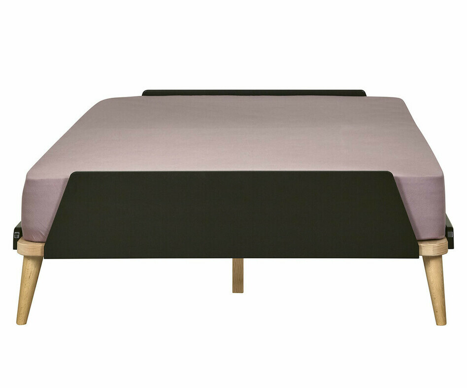 Lit Kyou noir ado vue de face avec matelas