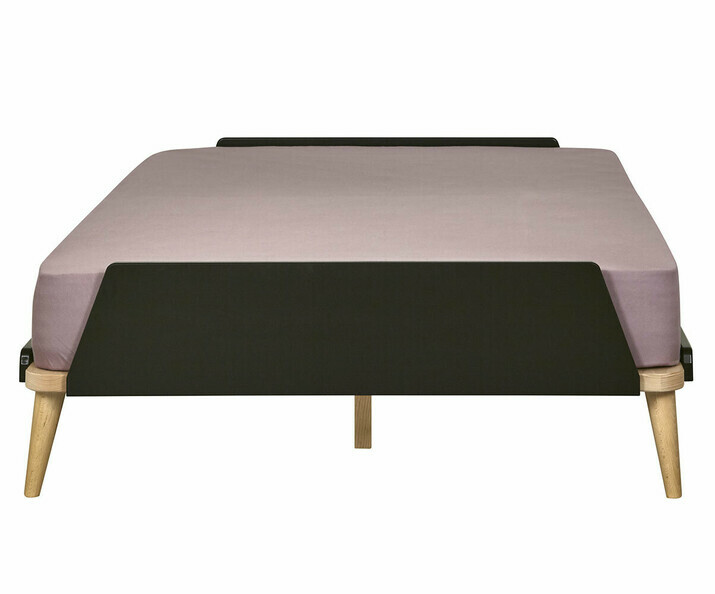 Lit Kyou noir adulte vue de face avec matelas