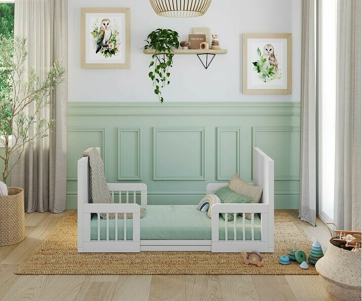 Lit enfant avec deux petites barrires blanc