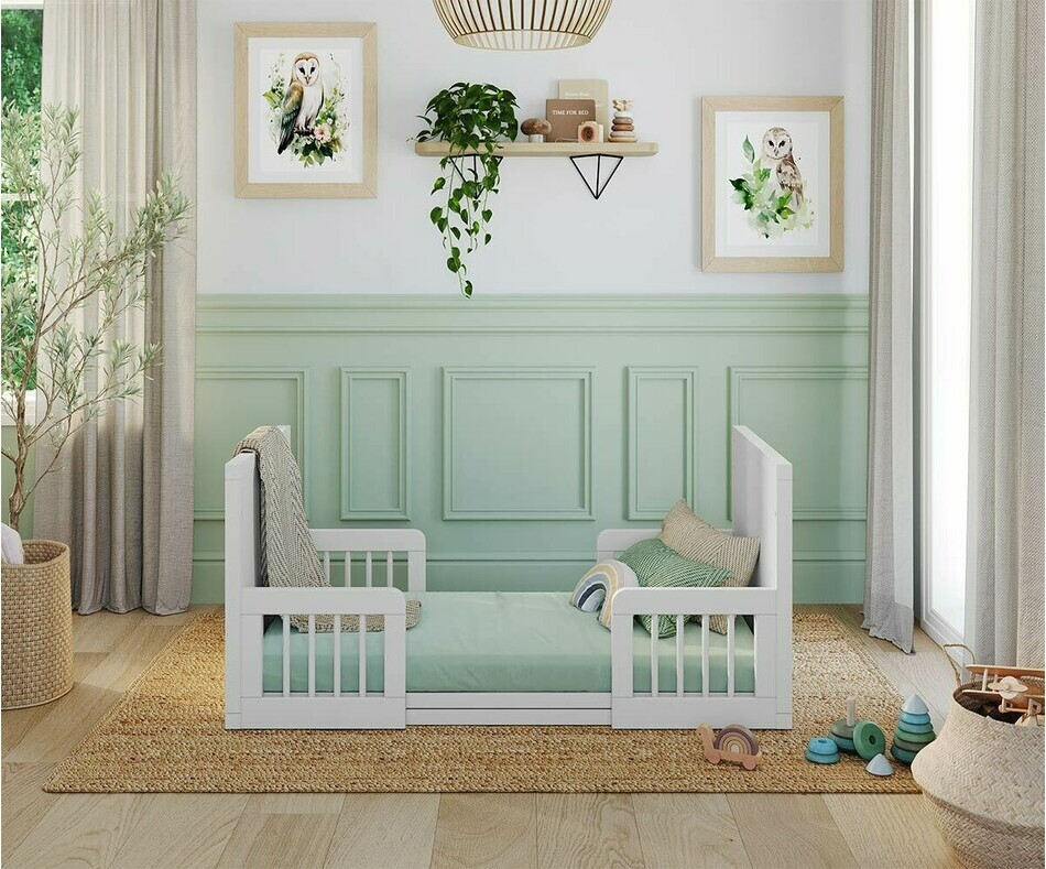Lit enfant avec deux petites barrires blanc