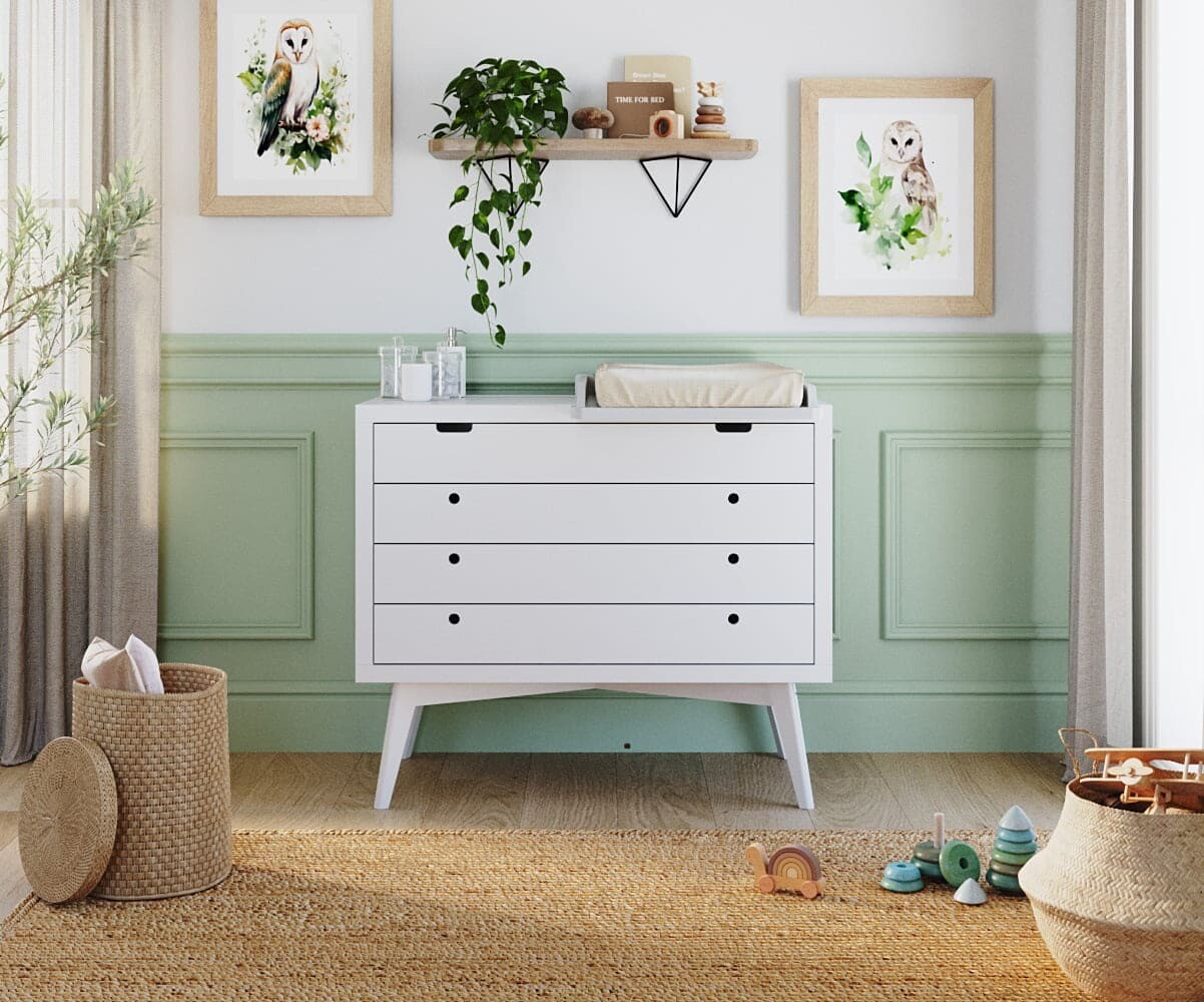 Plan à Langer Amovible Pour Commode IKEA Koppang - 72x54 Cm, Façades Arrondies, Vert, Sans Perçage