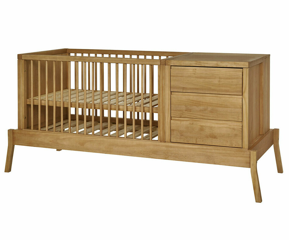 Lit bébé évolutif combiné Tiana vue de 3/4 différente hauteur Lit bébé évolutif combiné Tiana vue de 3/4 différente hauteur