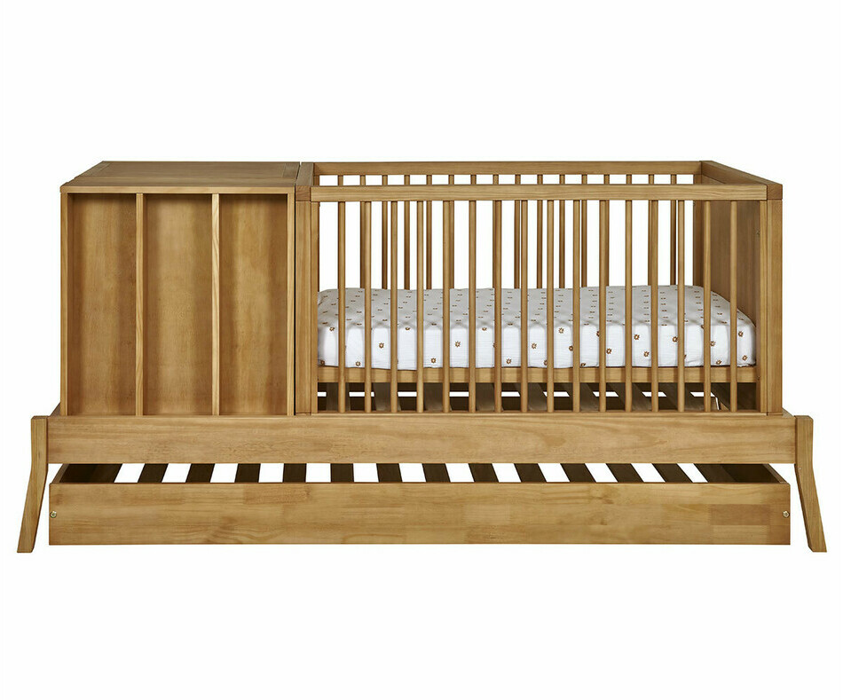 Lit bébé évolutif Tiana vue de derrière avec tiroir Lit bébé évolutif Tiana vue de derrière avec tiroir