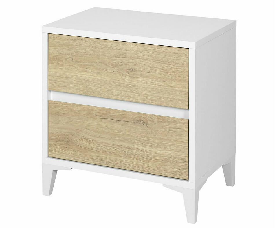 Chevet Miana blanc et chne ado bois 