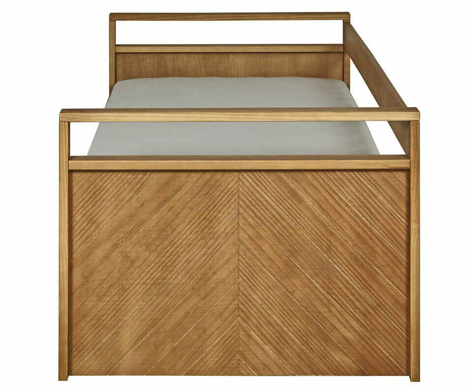 Détail chevron sur les côtés du lit gigogne ado Eveo Détail chevron sur les côtés du lit gigogne ado Eveo