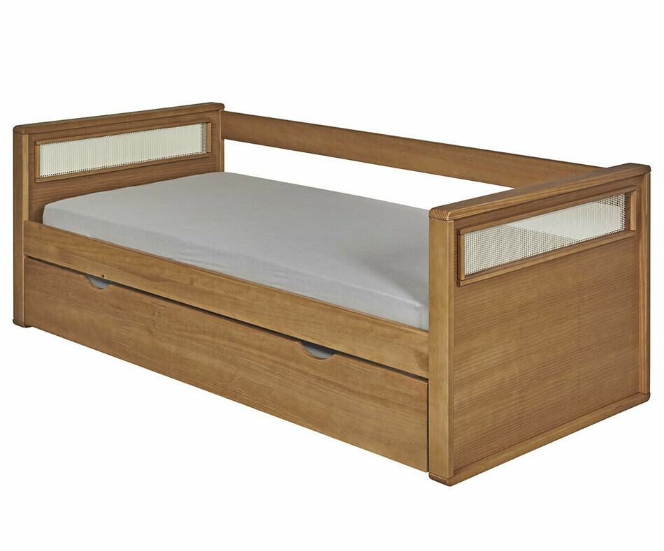 Lit banquette adulte Houane vue de 3/4 avec matelas Lit banquette adulte Houane vue de 3/4 avec matelas