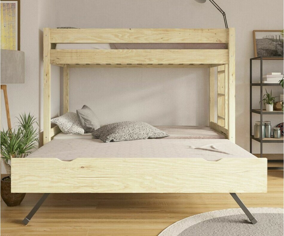 Lit superpos gigogne adulte Yudi bois 3 couchages