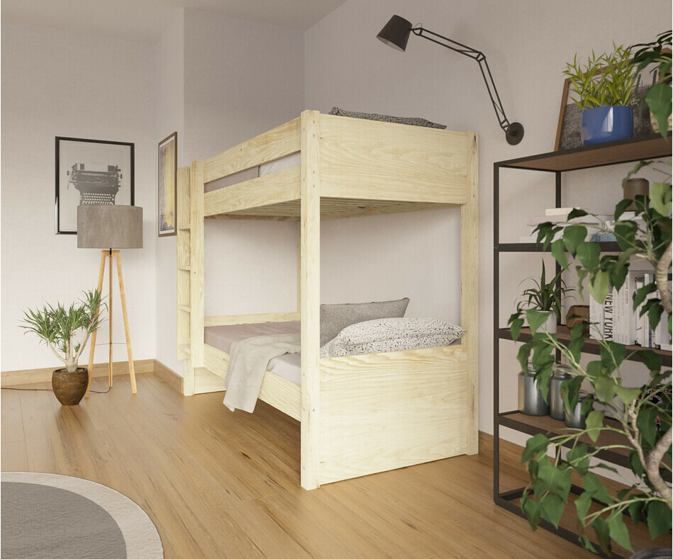 Lit superpos adulte Yooni bois 90x190 avec matelas