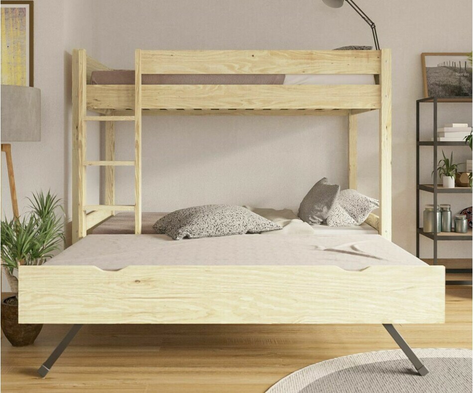 Lit superpos gigogne adulte Yooni bois 3 couchages