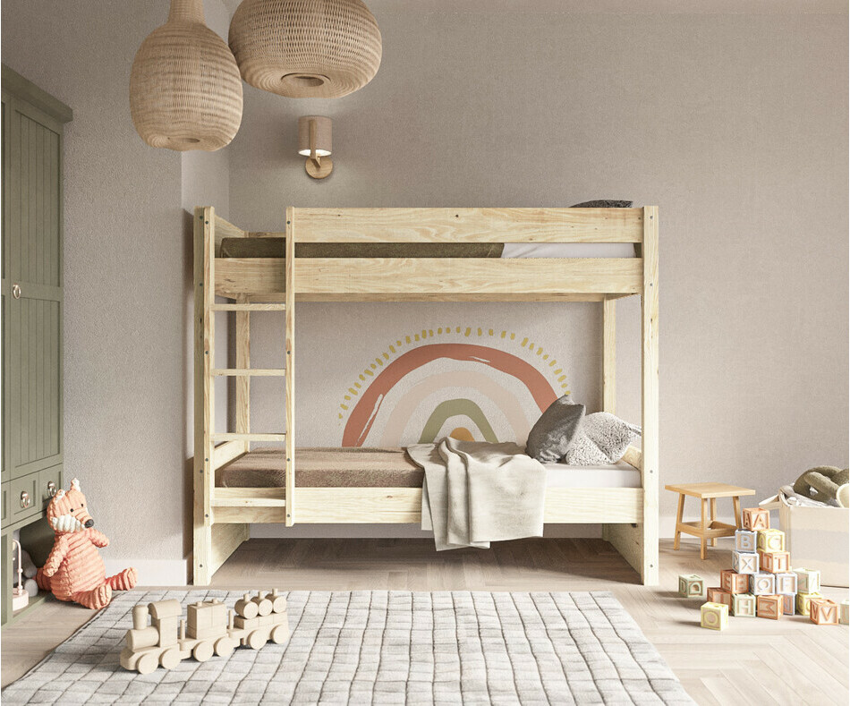 Lit superpos enfant Yooni bois 2 couchages avec matelas