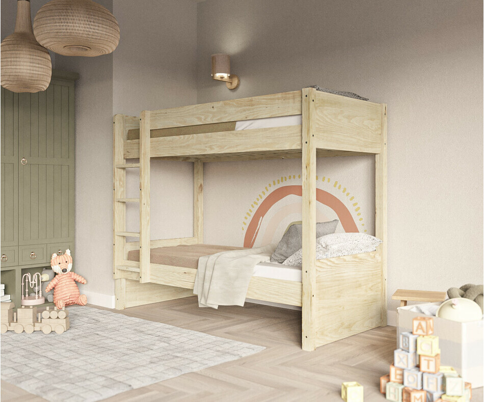 Lit superpos enfant Yooni bois 90x190 avec matelas